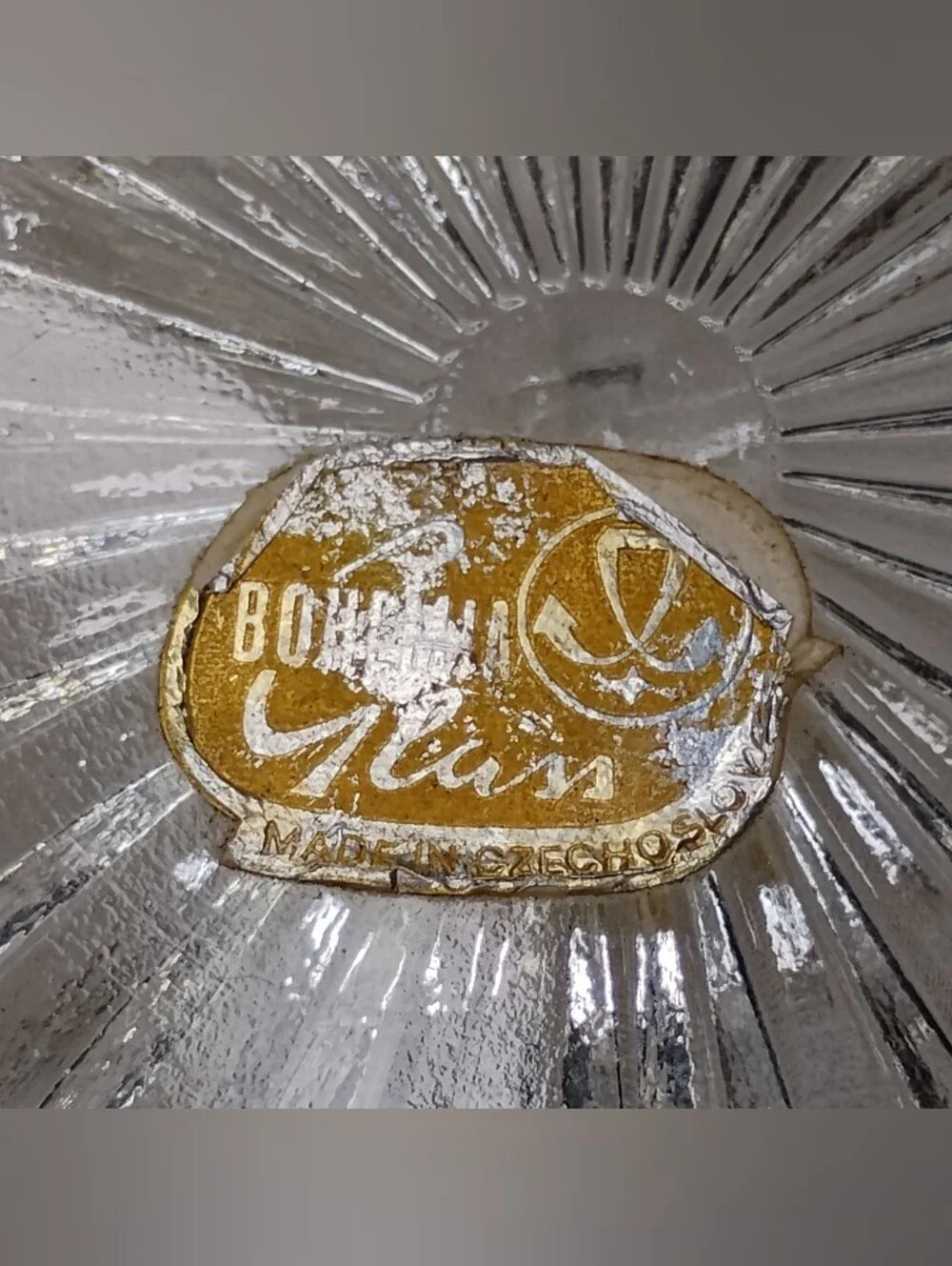 Vintage Bohemia Glass Czechoslovakian Crystal Coasters Set With Gold Plated Cart